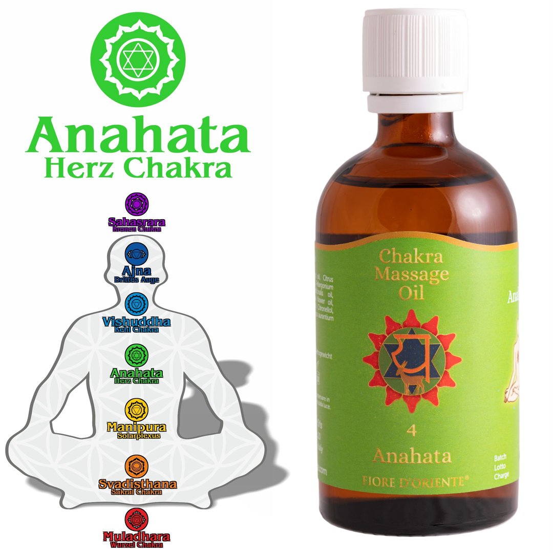 Anahata Herzchakra Massage Öl 100 ml  Ayurveda - Herz - Chakra