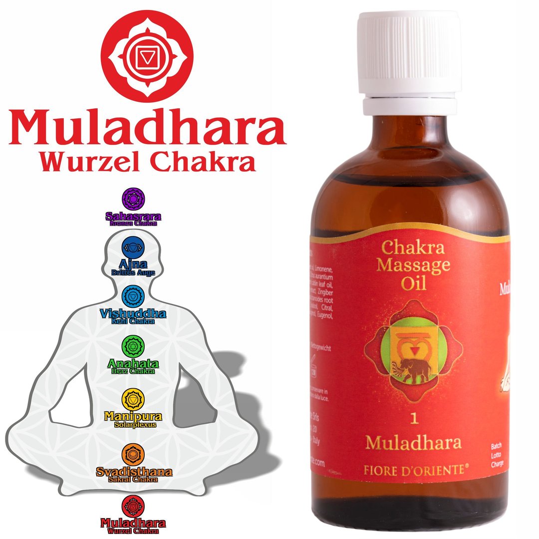 Muladhara Wurzelchakra Massage Öl 100 ml  Ayurveda - Wurzel - Chakra
