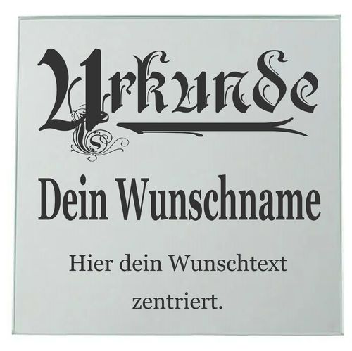 Urkunde mit Wunschname & Wunschtext Spiegelkachel 15x15cm Silber oder Bronze