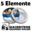 5 Elemente Mischung Wassersteine in Geschenkdose Amethyst, Chalcedon,O.jaspis, Rosenq., verst. Holz
