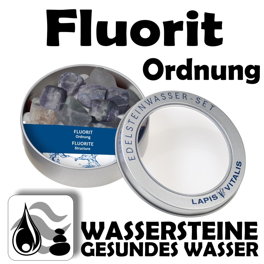 Fluorit - Ordnung - Wassersteine in Geschenkdose